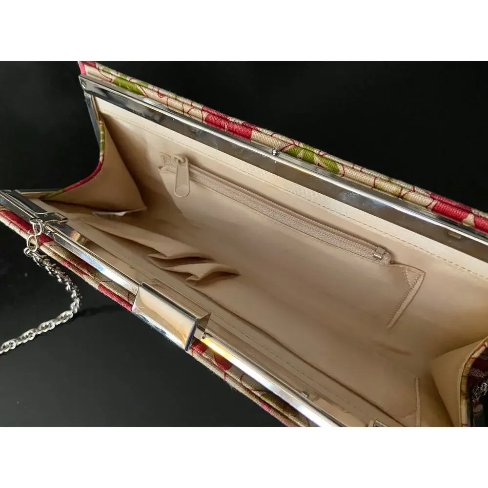 Spring Floral Clutch Purse w/Chain Strap